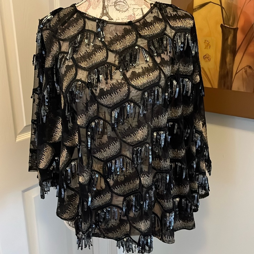 Black and gold, sequin sparkly poncho